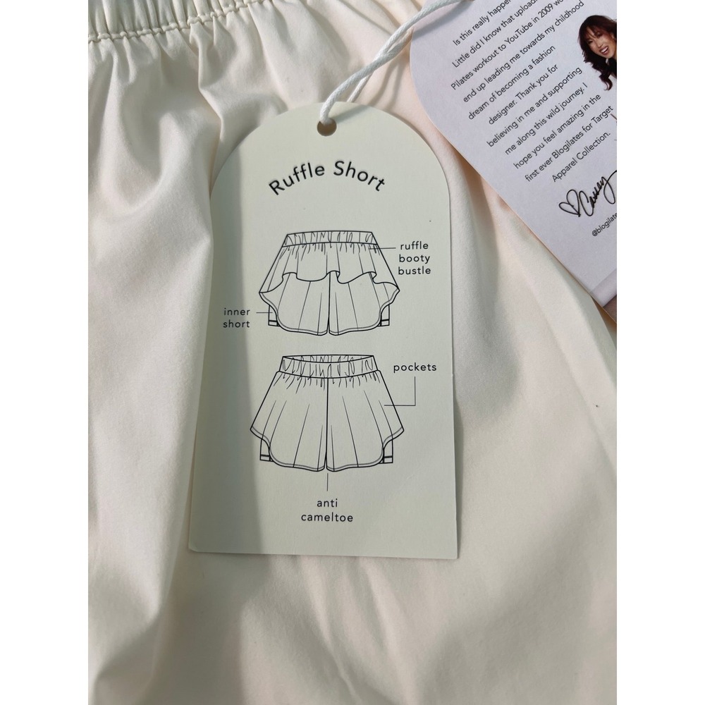 Blogilates Ruffle Short size XL White NWT - Picture 8 of 8